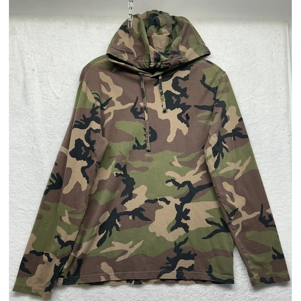 Polo Ralph Lauren Mens Size S Camo Long Sleeve Hoodie Sweatshirt (J6)